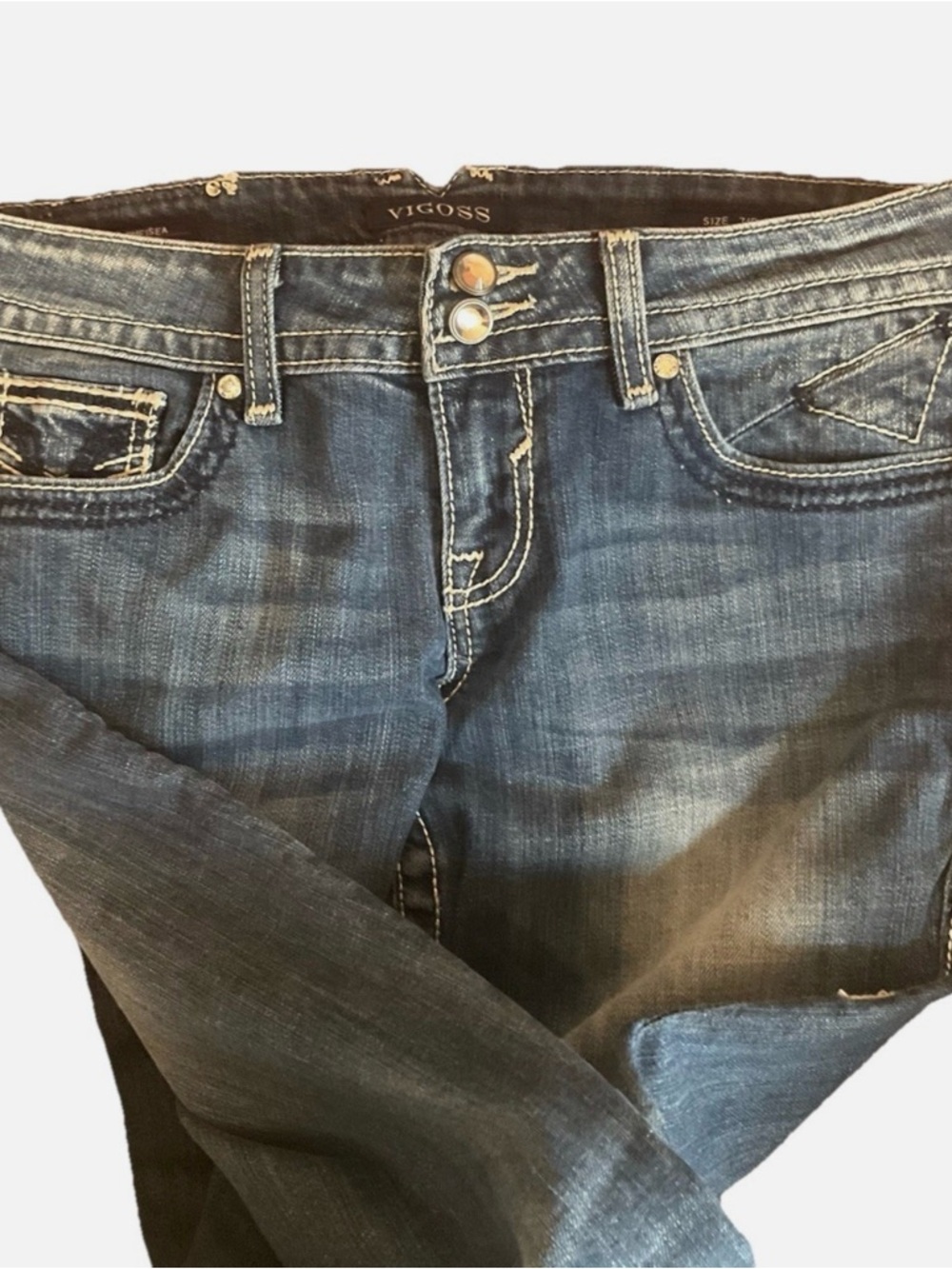 Vigoss Chelsea Bootcut Women’s Jeans Size 7/8 Length 33 Embroidered Rhinestones - Picture 6 of 7